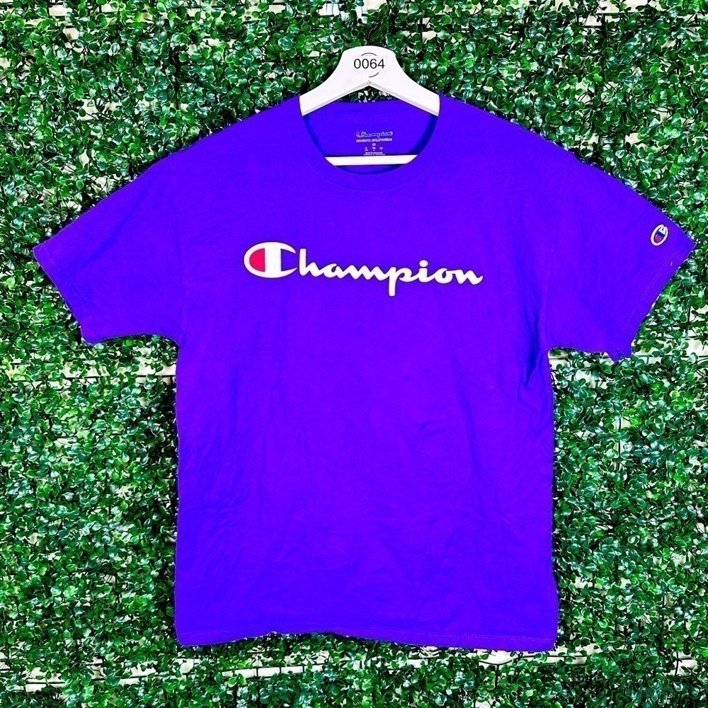 Men’s Vintage VTG Champion Logo Purple T-shirt Size Medium ACTIVEWEAR Sporty - Picture 1 of 6